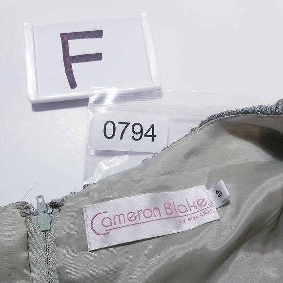 Cameron Blake by Mon Cheri Women size 6P Green Lace Tiered Long Formal Dress - Picture 12 of 12